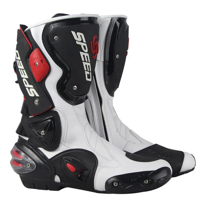 B1001 Motorcycle Racing Boots Professional SPEED Biker Shoes Motorbike Long Riding Protective Gear Shift Microfibe Leather boot