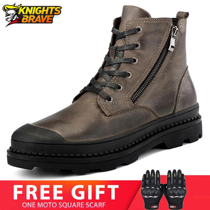 Retro Vintage Motorcycle Boots PU Leather Botas Moto Men Motocross Motorcycle Shoes Protection Botas Hombre Leisure Shoes