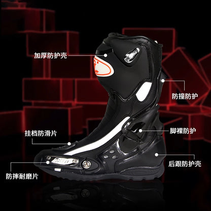 Microfiber leather Road Cycling Boots Motobike Off-road Motorcycles Protective Shoes Anti Slip And Breathable Botas Moto