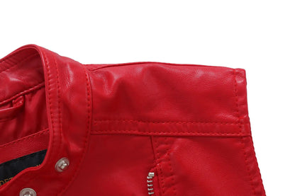 Fitaylor 2022 Spring Faux Red Leather Vest Jacket Women Casual Sleeveless Coat Streetwear Style Sashes Moto Biker Zipper Outwear