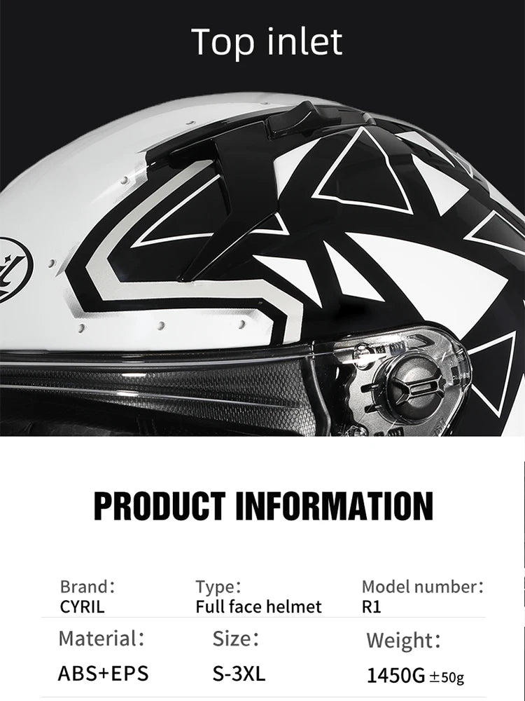 Cyril Full Face Helmet Motorcycle DOT Certified Safety Comfortable Breathable Sun Visor Racing Sports Helmets