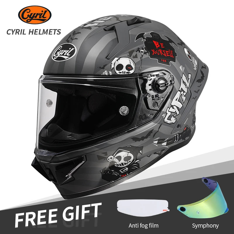 Cyril Full Face Helmet Motorcycle DOT Certified Safety Comfortable Breathable Sun Visor Racing Sports Helmets