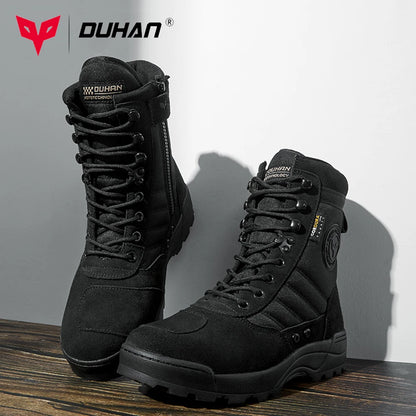 DUHAN Motorcycle Boots Racing Shoes Breathable Motocross Tactics Boots Wear Resistant Shockproof Men Women Motorcycle Shoes