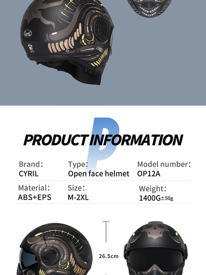 Cyril Full Face Open Face Motorbike Helmet DOT Certificates Men Women Safety Retro Combinable Motorcycle Helmets Capacetes