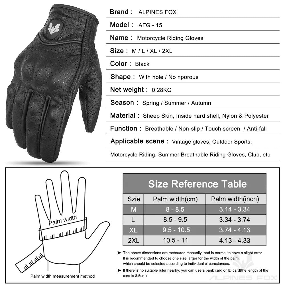 ALPINES FOX AFG-15 Vintage Leather Motorcycle Gloves