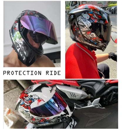 Full Face Motorcycle Helmet Washable Lining with Dual Lens Stylish Fast Release Racing Helmet Casco Casque Moto DOT Approved