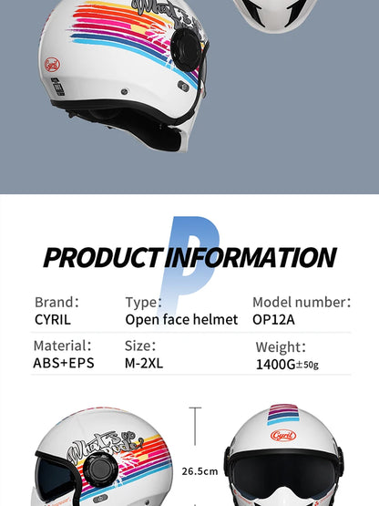 Cyril Full Face Open Face Motorbike Helmet DOT Certificates Men Women Safety Retro Combinable Motorcycle Helmets Capacetes