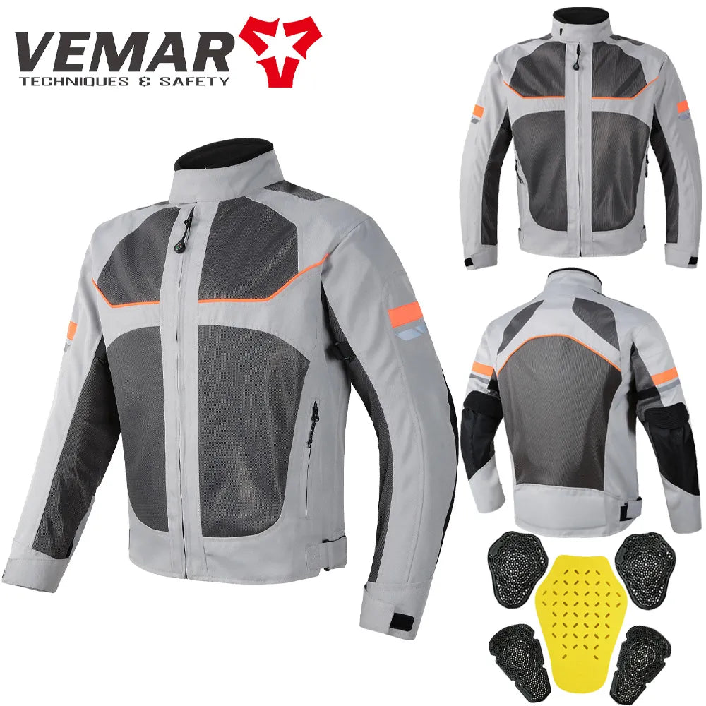 Vemar Summer Motorcycle Jacket Men's Motocross Jacket Motorcyclist Jacket Protective Gear Coat Racing Reflective Oxford Clothing