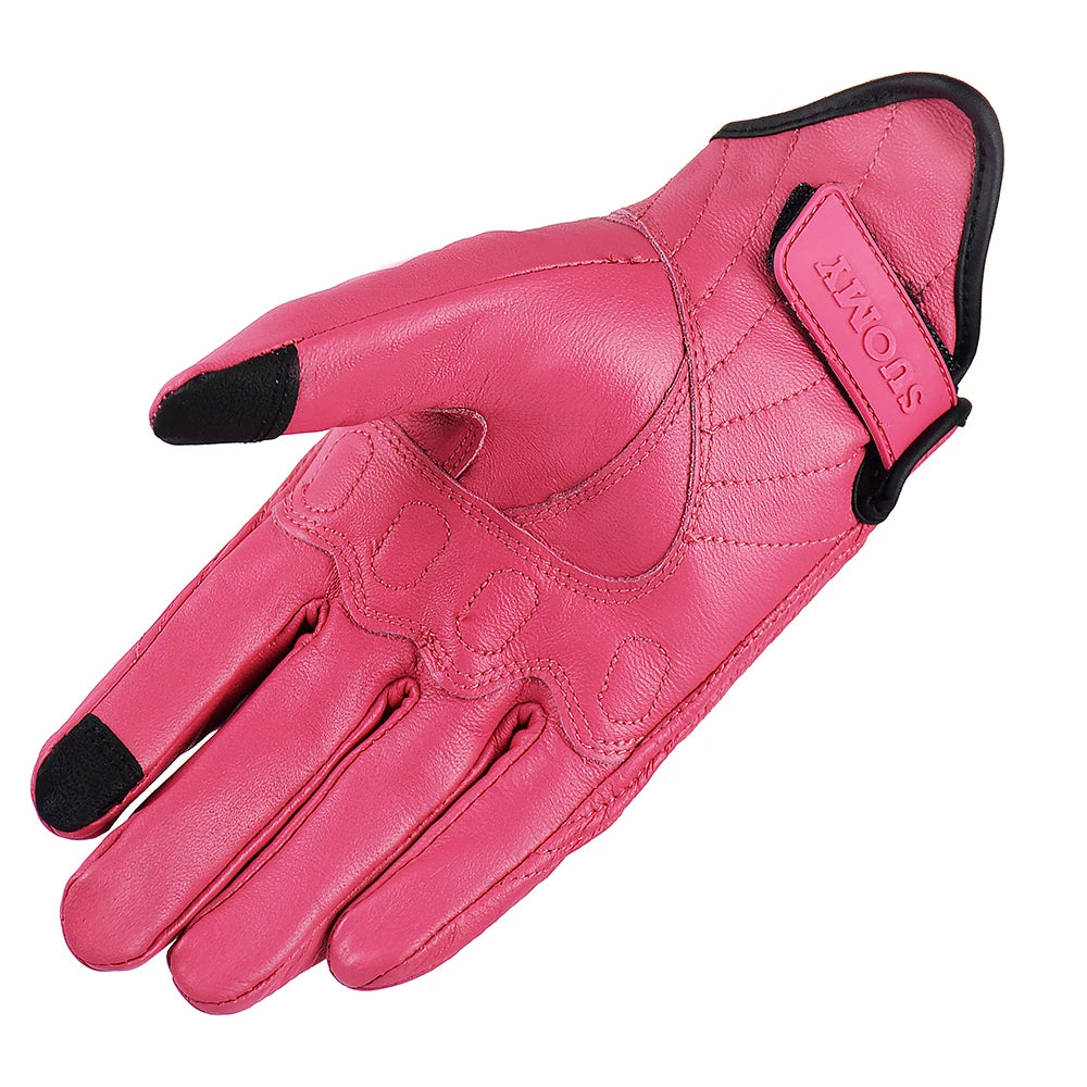 Suomy Vintage Leather Motorcycle Gloves Full Finger Motorbike Equipment Women Men Brown ATV Rider Sports Protect Glove Guantes