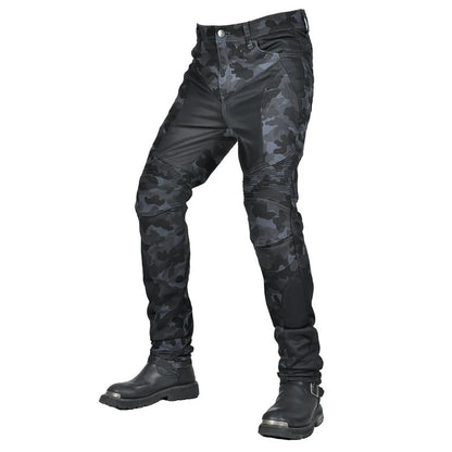 VOLERO Retro Motocross Pants Multi Pocket Camouflage Motorcycle Pants Windproof Moto Cargo Pants Removable Protective Gear