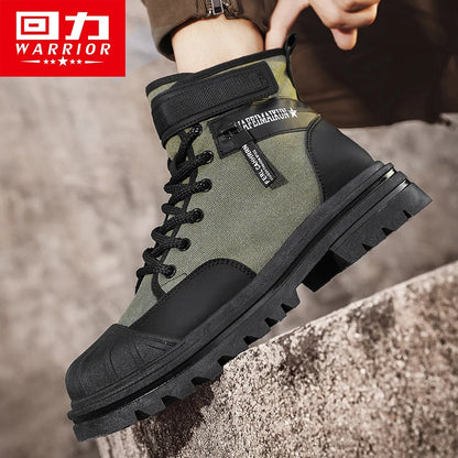 Warrior Winter Martin Boots Men Work Climbing Shoes Hiking Motorcycle Casual Shoes Shell Head Outdoor Men's High Tops Sneakers