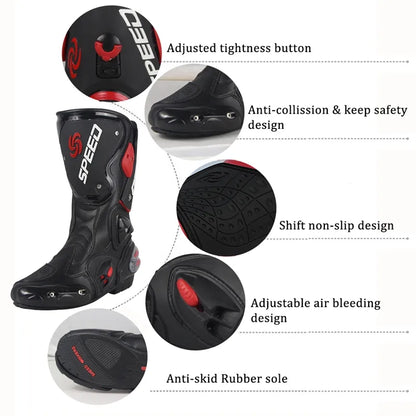 Motorcycle Boots Men Women Riding Mid-Calf Ankle Protective Shoes Moto Motorbike Equipment Racing Long Boot B1001