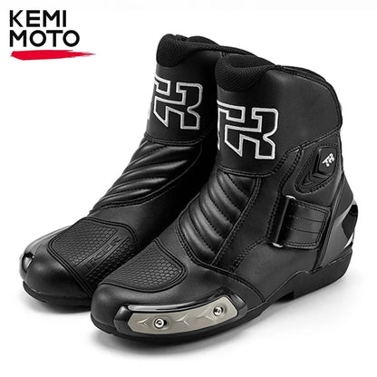 Motorcycle Boots Men Ankle Riding Touring Breathable Leather Safety Motorbike Motocross Racing Black Shoes Original Equipment