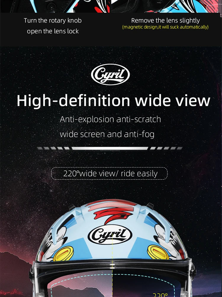 Cyril Full Face Helmet Motorcycle DOT Certified Safety Comfortable Breathable Sun Visor Racing Sports Helmets