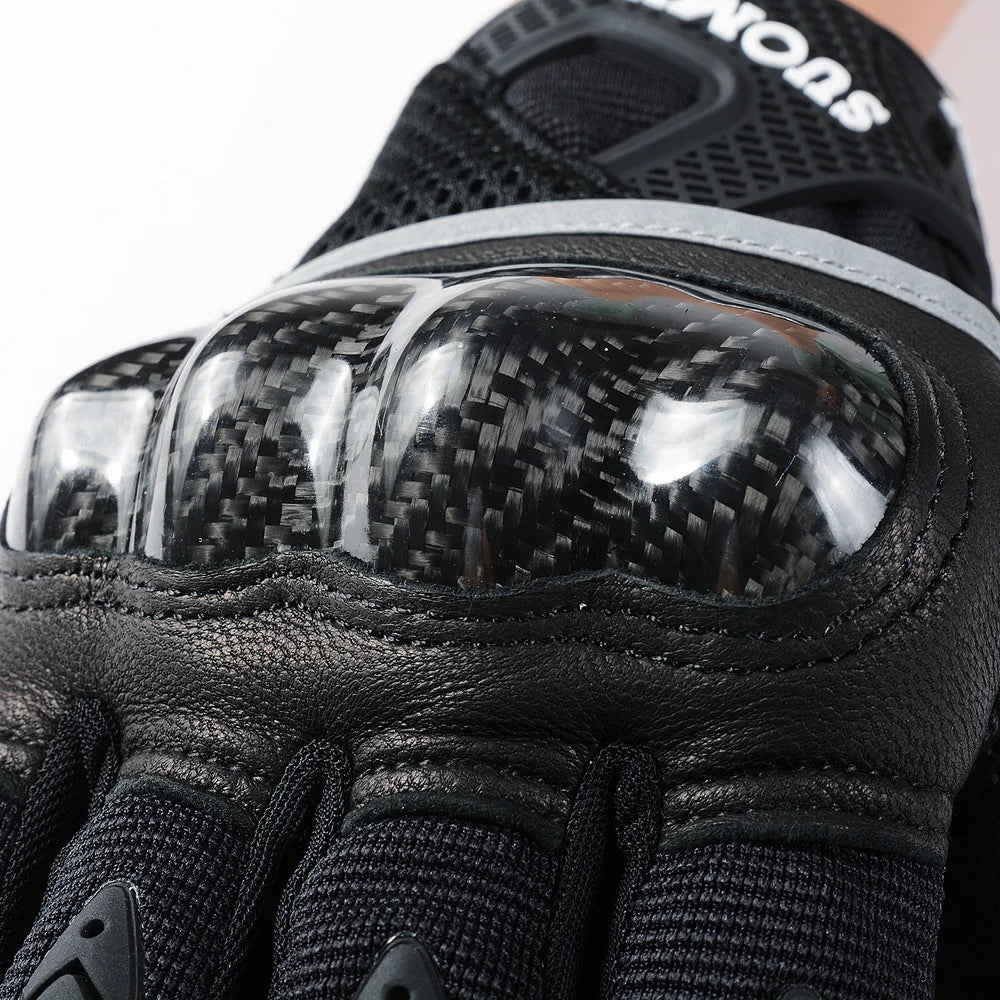 SUOMY Motorcycle Gloves Touchscreen Motocross Gloves Anti-Drop Breathable Moto Gloves Carbon Fiber Shell Protection Reflective