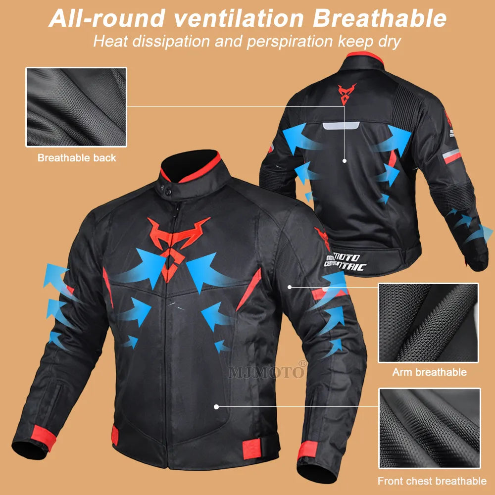 Motocentric Summer Motorcycle Protective Jacket Men Breathable Mesh Biker Jacket Waterproof Motorcycle Reflective Clothing