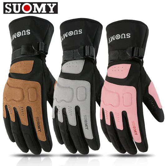 SUOMY Motorcycle Gloves 100% Waterproof Windproof Winter Warm Lady Pink Riding Racing Snow Motocross Gloves Long Moto Glove New