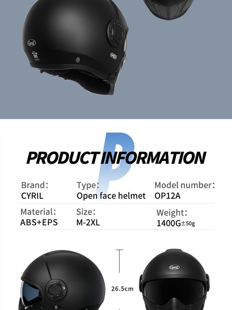 Cyril Full Face Open Face Motorbike Helmet DOT Certificates Men Women Safety Retro Combinable Motorcycle Helmets Capacetes