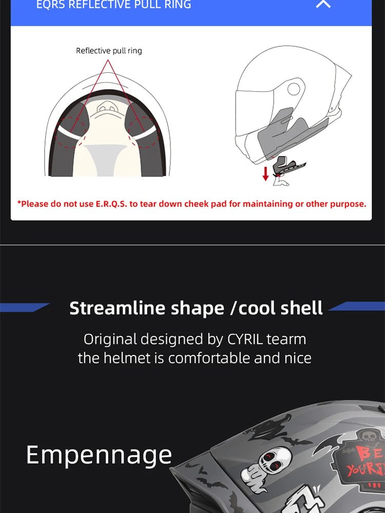 Cyril Full Face Helmet Motorcycle DOT Certified Safety Comfortable Breathable Sun Visor Racing Sports Helmets