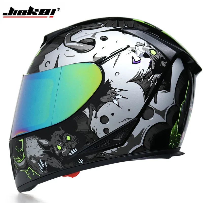 Full Face Motorcycle Helmet Washable Lining with Dual Lens Stylish Fast Release Racing Helmet Casco Casque Moto DOT Approved