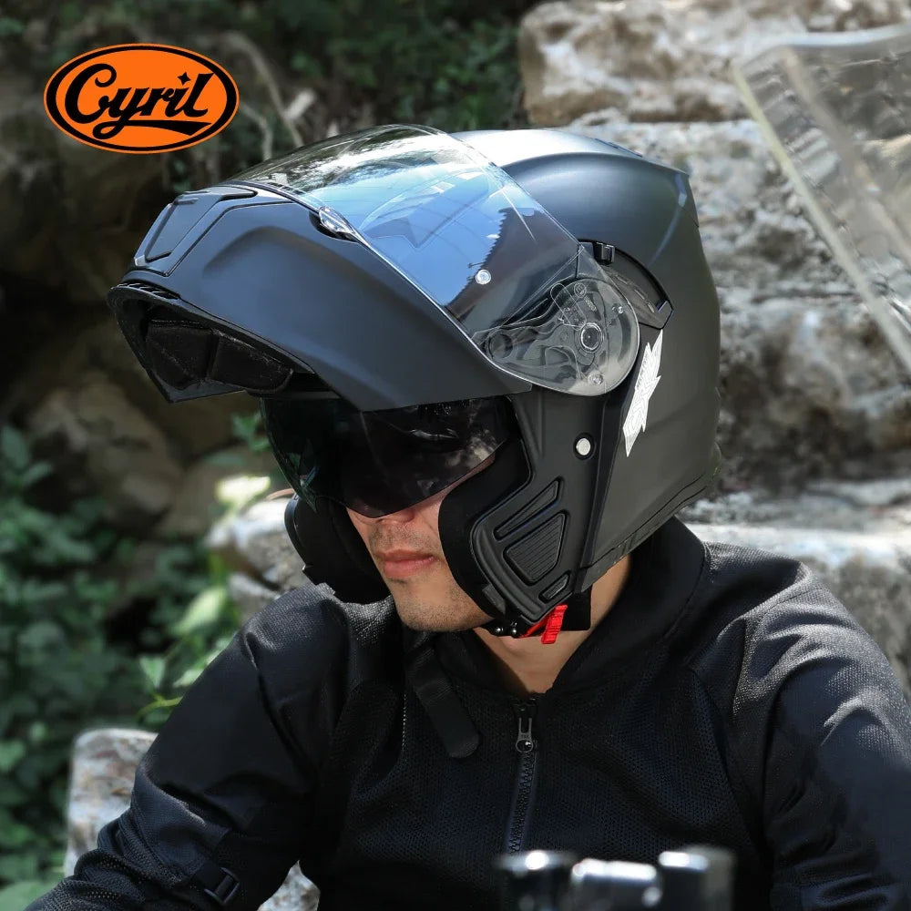 Motorcycle Helmet Dual Visor Modular Flip up Full Face Helmet for Adult Men and Women DOT ECE Approved