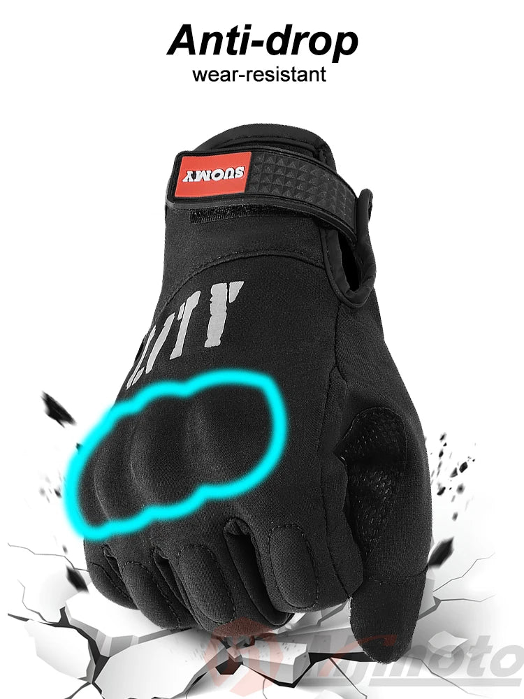 Suomy Black City Winter Gloves Two-finger Touchscreen Waterproof Short Motorcycle Gloves Racing Motocross/Motorbike Glove Riders