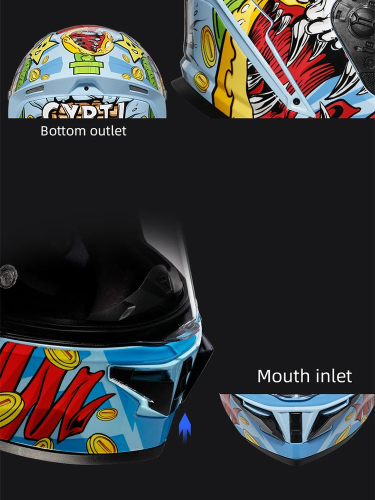 Cyril Full Face Helmet Motorcycle DOT Certified Safety Comfortable Breathable Sun Visor Racing Sports Helmets