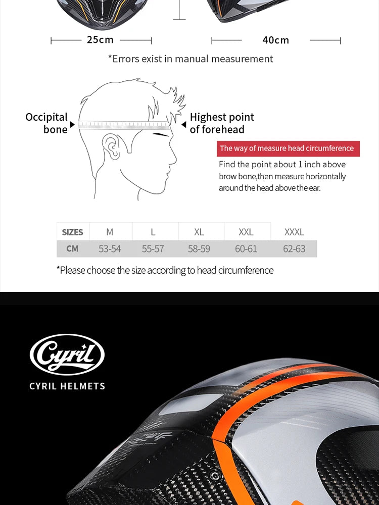 Cyril Carbon Fiber Motorcycle Helmet Four Seasons DOT Certified Safety Removeable Unisex Cool Full Face Motobike Casco Helmets