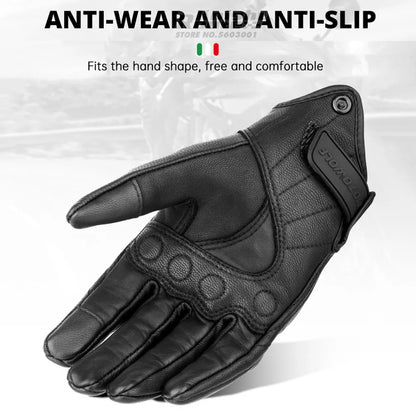 Genuine Leather Motorcycle Gloves Winter Moto Gloves Men Summer Goatskin Motorbike Touch Screen Fist Joint Protect Guantes