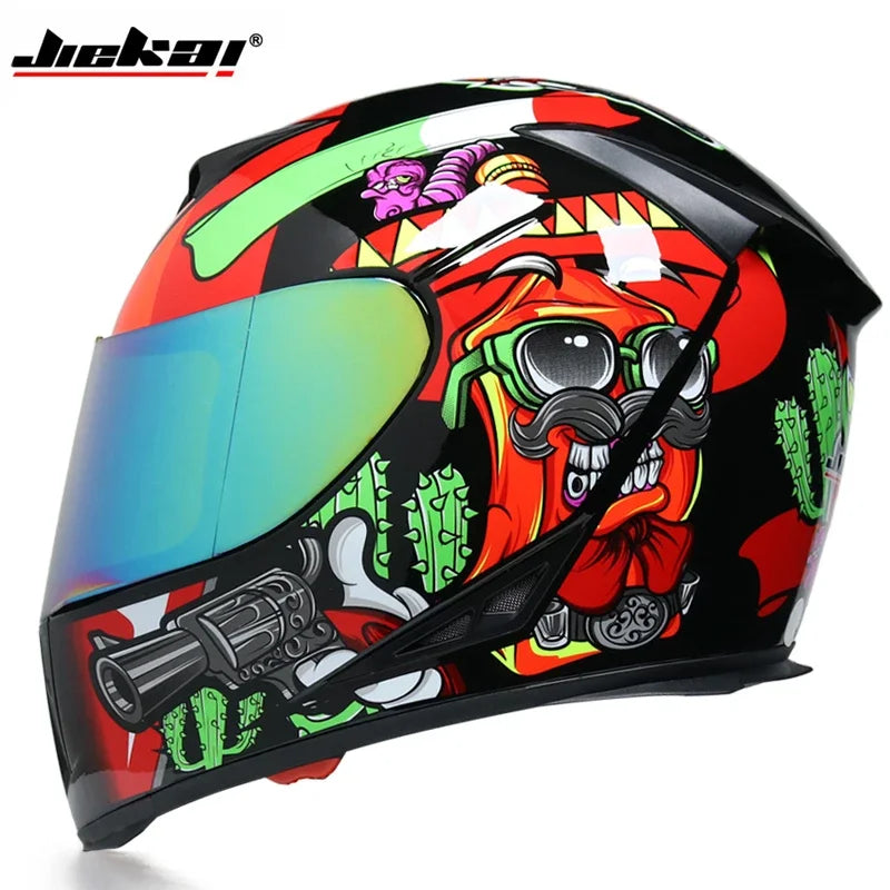 Full Face Motorcycle Helmet Washable Lining with Dual Lens Stylish Fast Release Racing Helmet Casco Casque Moto DOT Approved